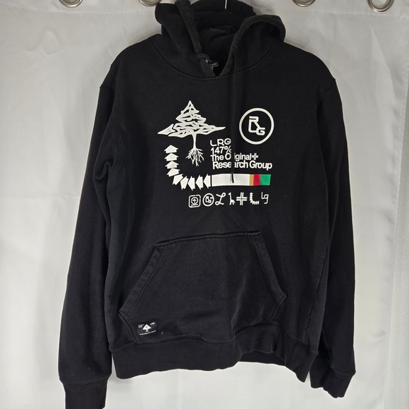 LRG Hoodie Pullover‎ Graphic Print Logo Black Mens Size L Street Underground - Picture 1 of 9